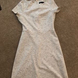 Cream patterned fit and flare dress